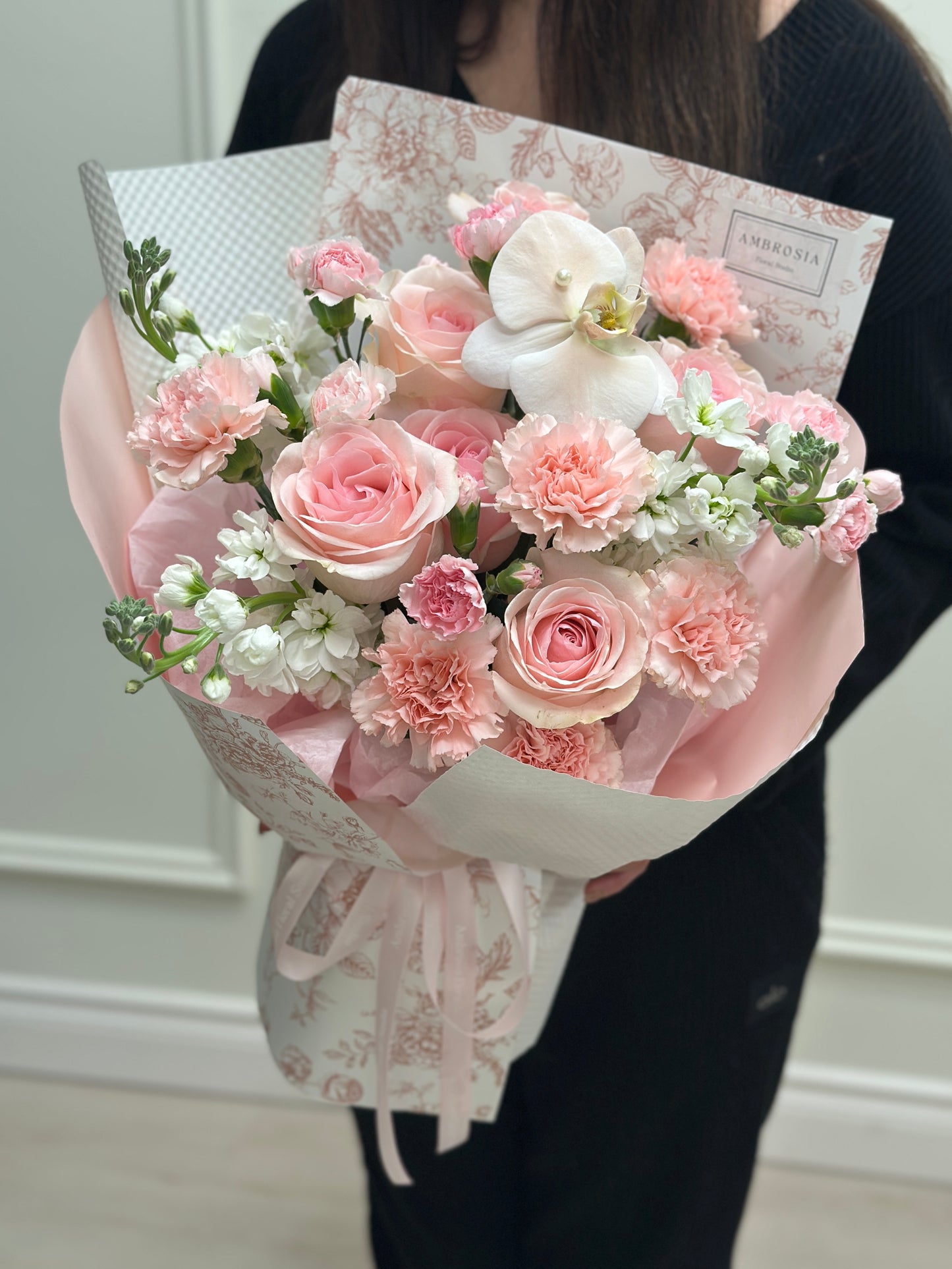 2025 Mother's Day Pink Serenade Bouquet-Carnation, Rose and Orchid