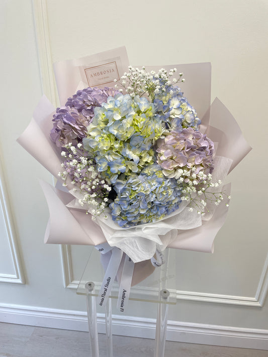 Blue and Purple Hydrangea Mono Bouquet