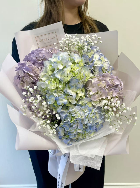 Blue and Purple Hydrangea Mono Bouquet