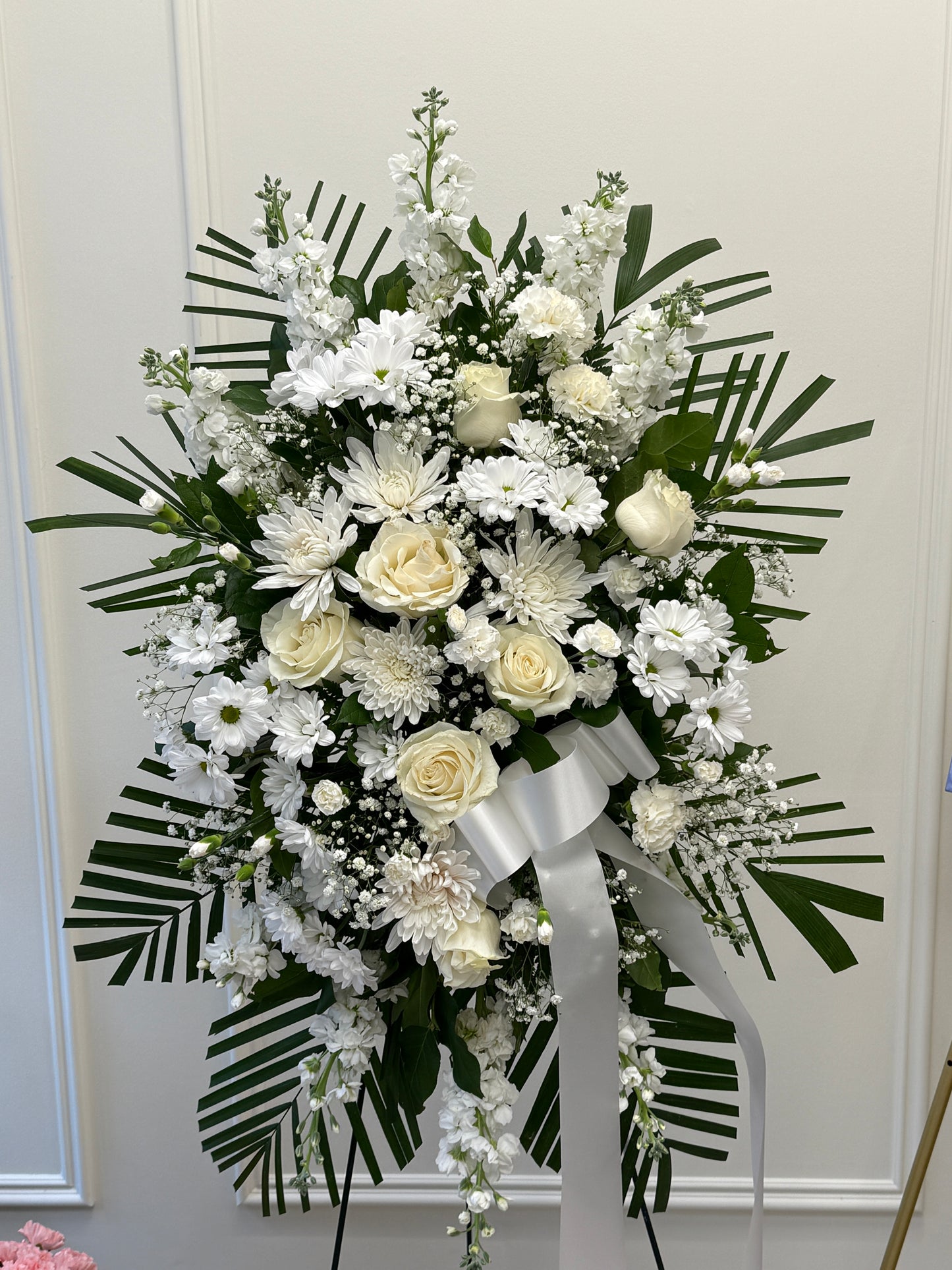 Deepest Sympathy All White Standing Spray