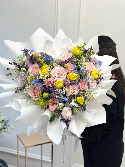 A Mixed Heart Bouquet - dopamine colorful