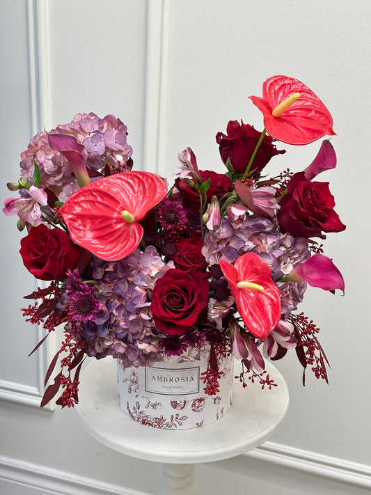 Crimson Allure Designer Hat Box