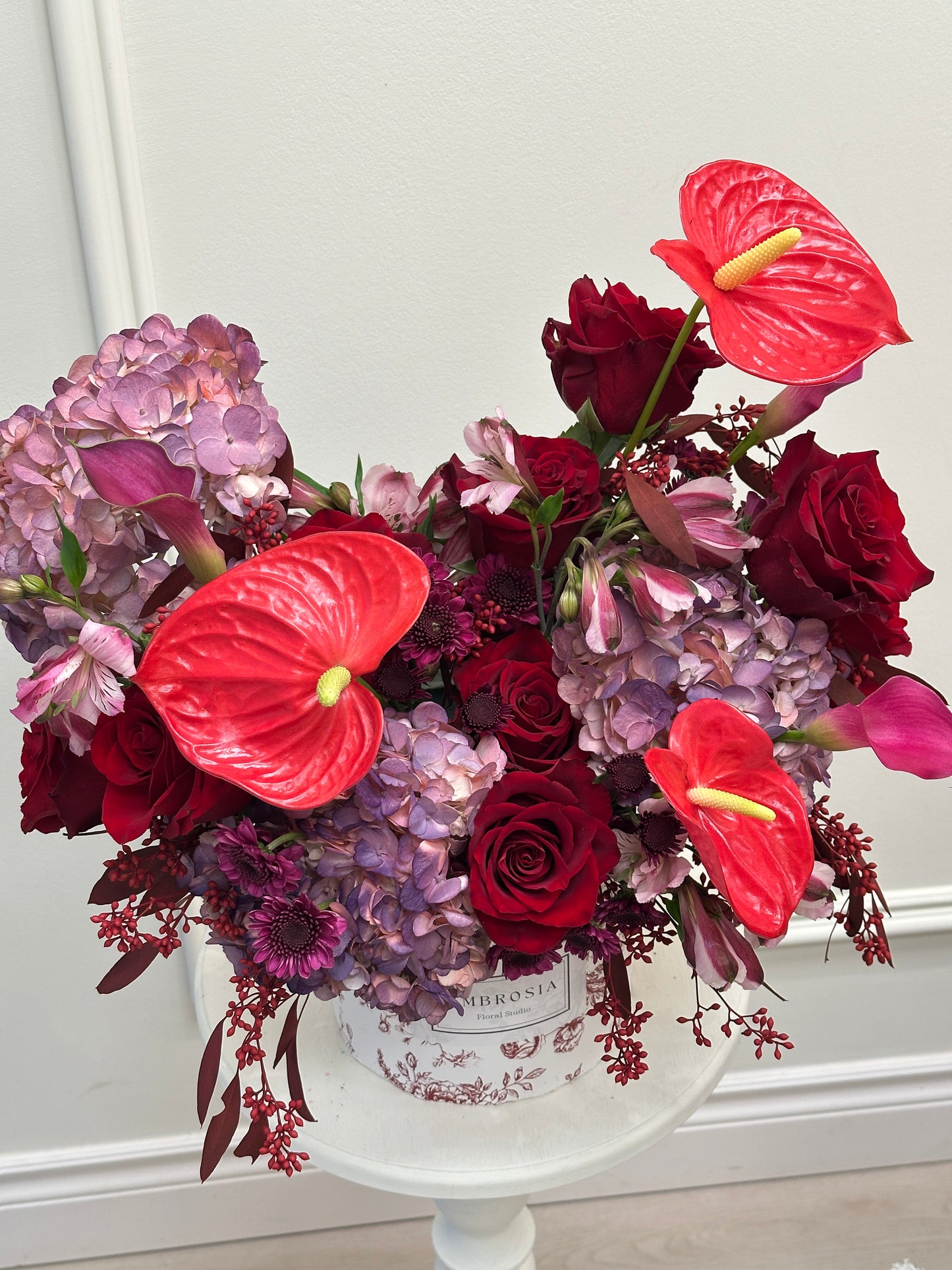 Crimson Allure Designer Hat Box