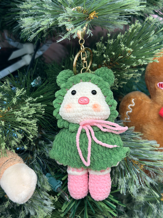 A Crochet Piggy Ornament Keychain, Bag Charm, Car Hanger