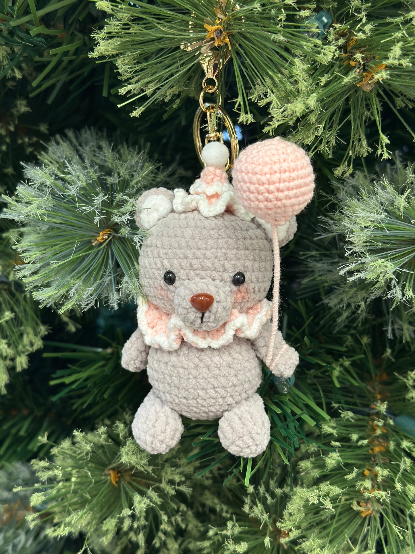 A Crochet Grey Mouse Ornament Keychain, Bag Charm, Car Hanger