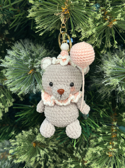 A Crochet Grey Mouse Ornament Keychain, Bag Charm, Car Hanger