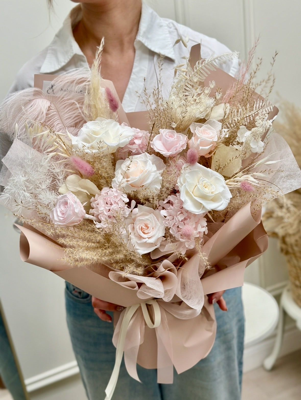 Mixed Preserved Bouquet - Pastel Blush