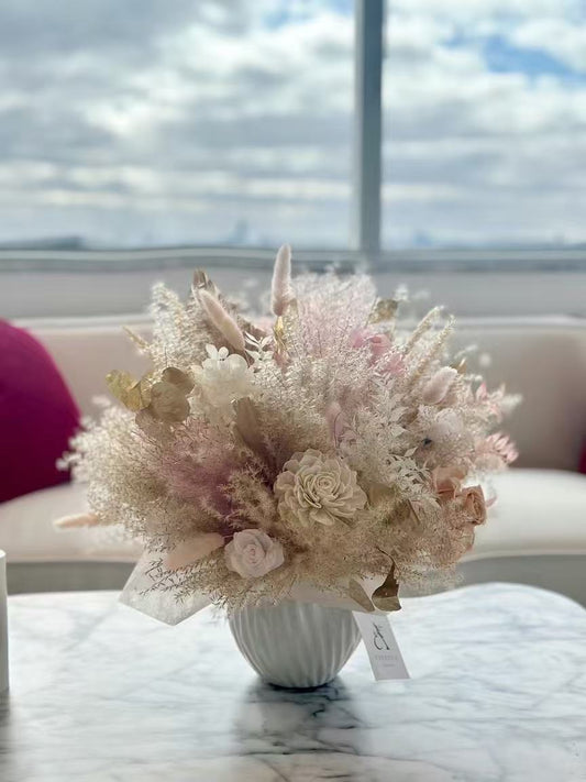 Blush Elegance Preserved Flower Centrepiece