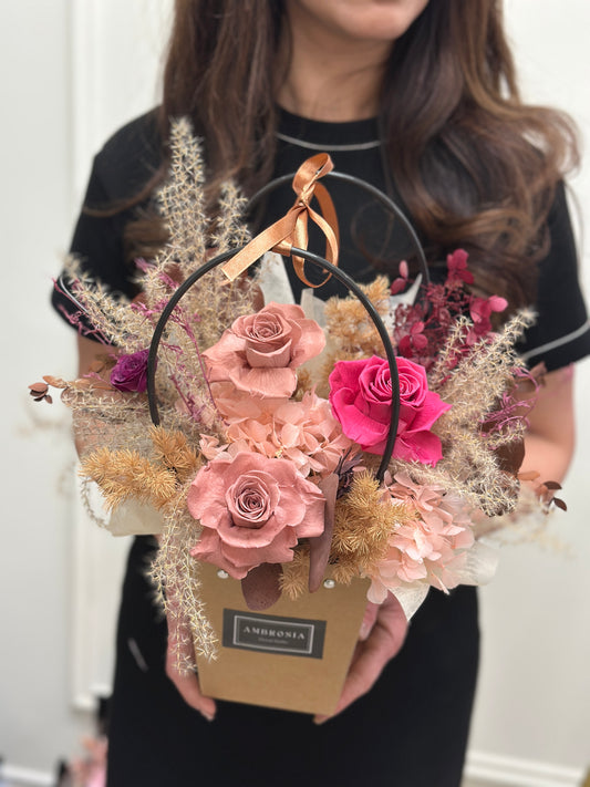 Eternal Bliss Preserved Flower Basket