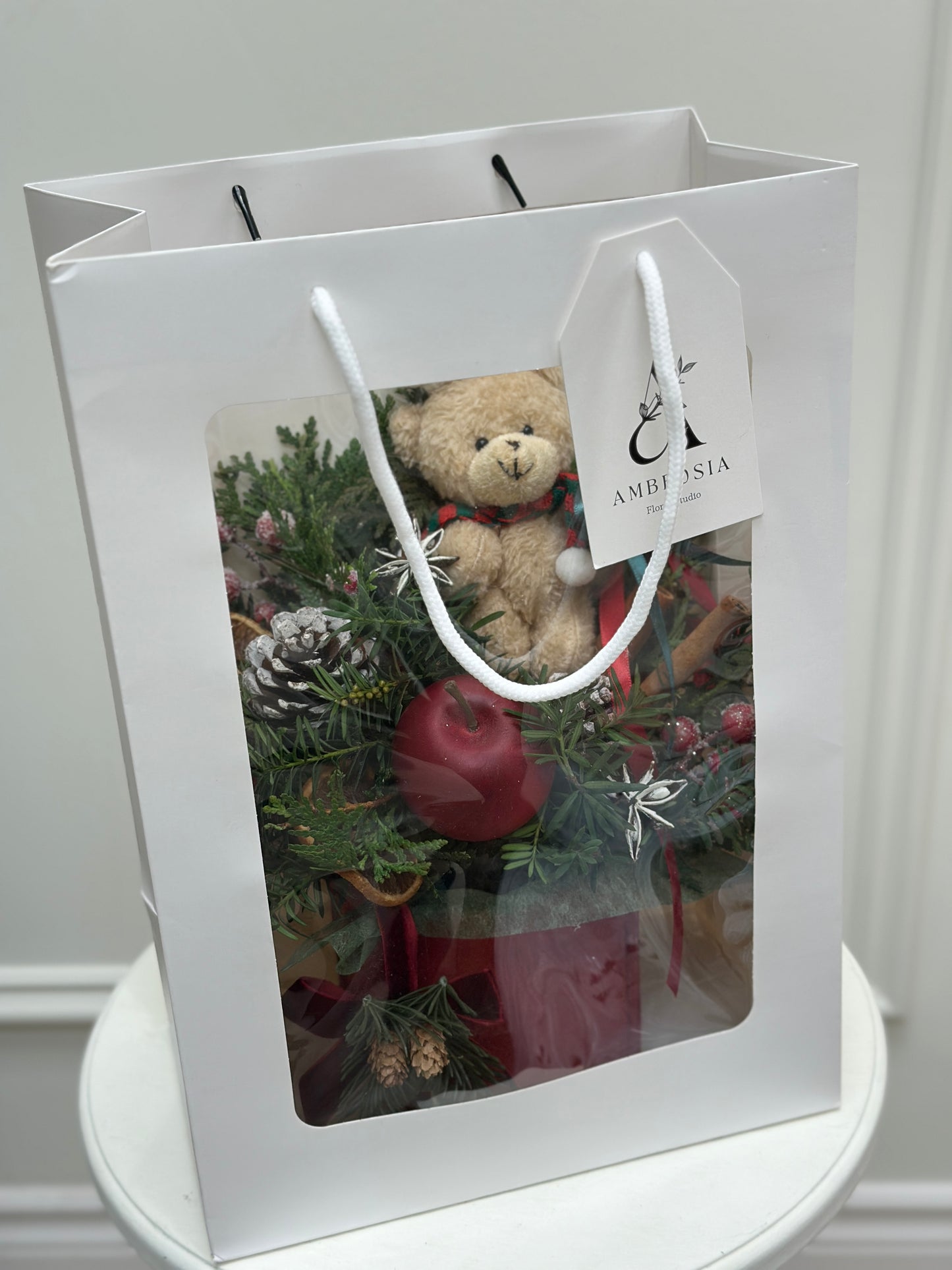 Festive Teddy Christmas Box Centrepiece