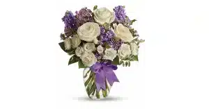 white and purple Flowers in Vase
